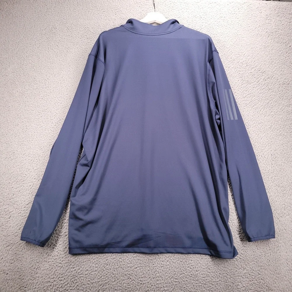 ADIDAS Golf Shirt Mens Size 2XL Blue 1/4‎ Zip Performance Long Sleeve Pullover
